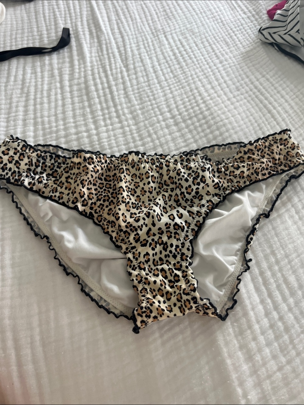 Victoria's Secret Leopard Satin Bikini bottom in Beige and Black